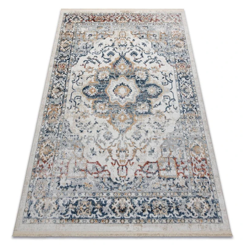 Image of RugsX Distin 0834A Navy Blue / Blue / Yellow / Terracotta Modern Carpet - Or 140X190 Cm