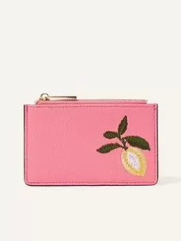 image of Accessorize Embroidered Fruit Cardholder, Pink, Women