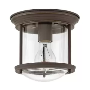 image of Hinkley Hadrian 1 Light Clear Glass Flush Mount - Oil Rubbed Bronze