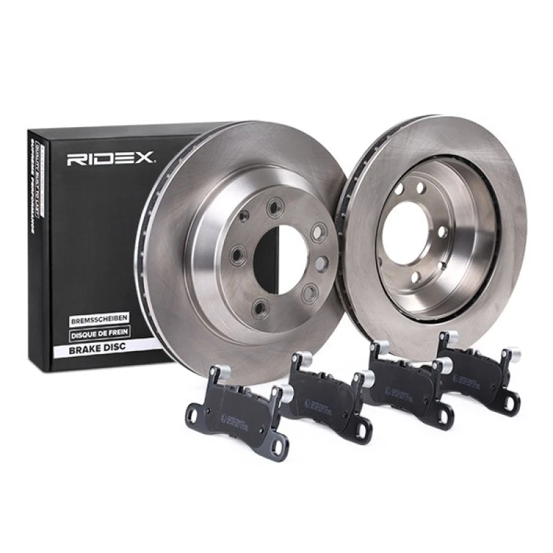 Image of RIDEX 3405B0967 Brake disc and pads set Rear Axle, Brake Disc Type: internally vented Brake Set,disc brakes (3405)