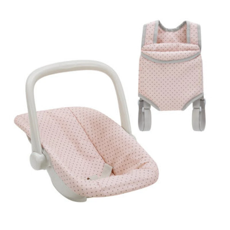 Image of TEAMSON KIDS Teamson Kids - Olivia's Little World Polka Dot Princess Baby Doll Carrier & Car Seat Set, Pink/Gray OL-00022