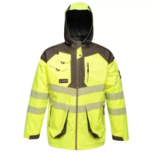 Image of Regatta Mens Hi-Vis Waterproof Reflective Parka Jacket (3XL) (Yellow/Grey)