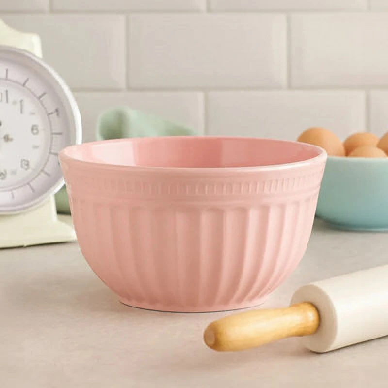 Image of Orsina Versatile Small Pink Mixing Bowl, Durable Mixing Bowl, Spacious Lightweight Rounded Serving Salad Bowl