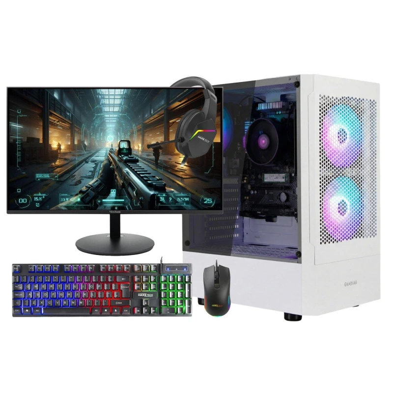 Image of Entity Entity Excalibur Core Gaming PC Bundle - AMD Ryzen 5 5500GT 16GB 512GB SSD - White White unisex One Size