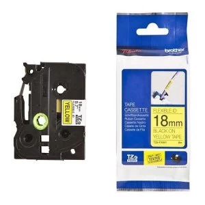 Image of Brother TZe-FX641 P-touch Label Tape (18mm x 8m) Black On Yellow