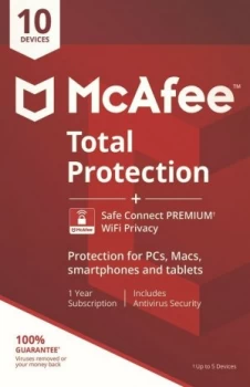 image of McAfee Total Protection 10 Device & 5 Device VPN SafeConnect