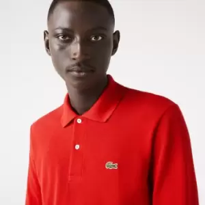 Image of Lacoste Small Croc Longsleeve Polo, Red, Male, Longsleeves, L1312-00-240