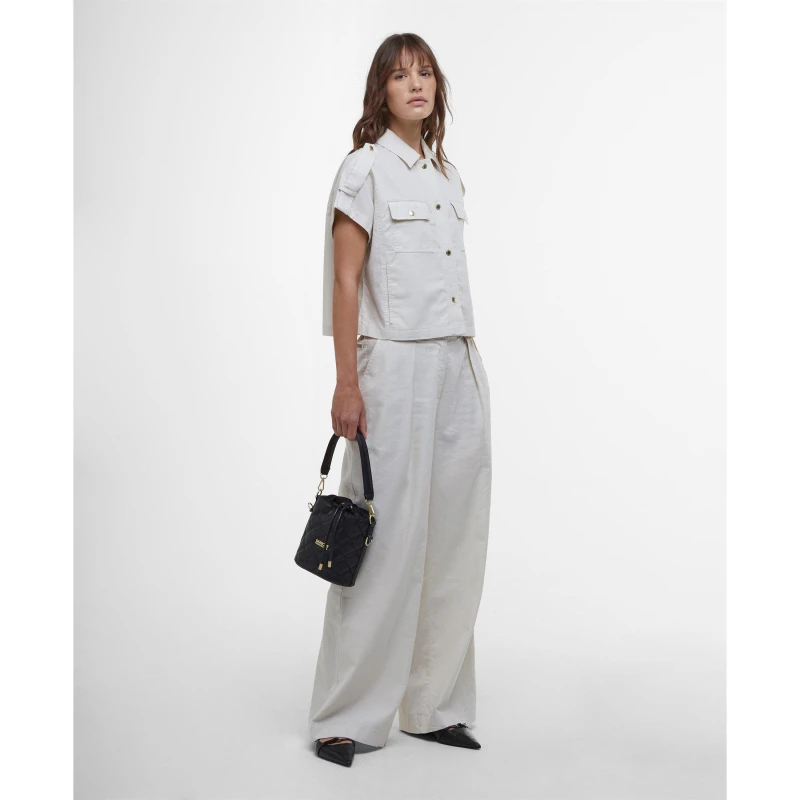 Image of Barbour International Riley Wide-Leg Trousers Light Stone female 14 (L)