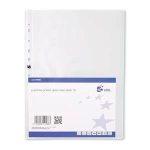 Image of 5 Star Elite Presentation Punched Pocket Polypropylene Top opening 120 Micron A4 Clear Pack 10