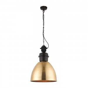 Image of 1 Light Dome Ceiling Pendant Antique Brass, Matt Black, E27