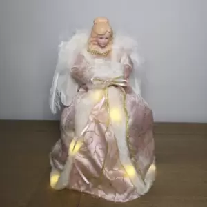 Image of 30cm Premier Christmas LED Lit Rose Gold Angel Tree Topper Decoration in Warm White
