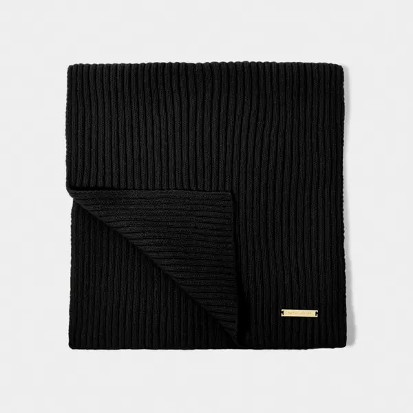 image of Katie Loxton Black Ribbed Knit Scarf KLS540