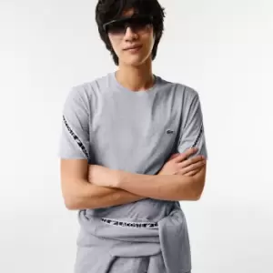 Image of Mens Lacoste Regular Fit Printed Bands T-Shirt Size 4 - M Grey Chine