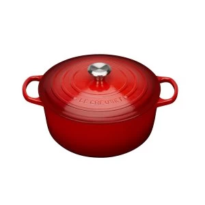 Image of Le Creuset Signature Cast Iron Round Casserole 20cm Cerise