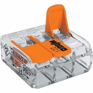 Image of WAGO 221-413 3 Way Lever Operated Terminal Connector - Single