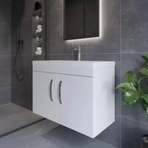 Image of Nuie - Athena Wall Hung 2-Door Vanity Unit with Basin-2 800mm Wide - Gloss White