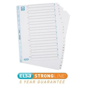 Image of Elba A4 Index Mylar reinforced Europunched A Z Clear Tabs White Single