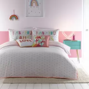 Image of Kids Tilly Spot Print 100% Cotton Duvet Cover Set, Coral, Double - Appletree