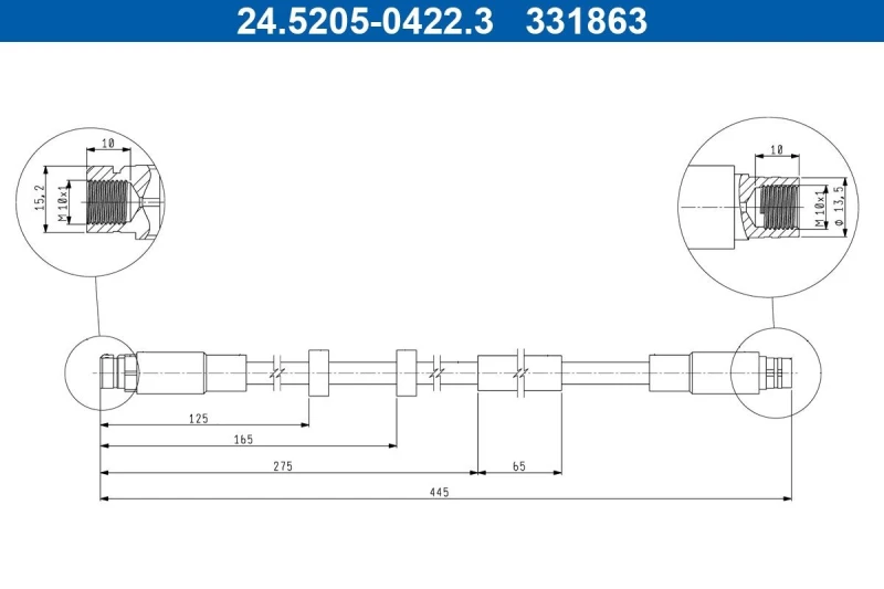 Image of ATE 24.5205-0422.3 Brake Hose Brake Hose (83)