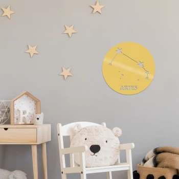 Image of Aries Horoscope - Gold Gold Decorative Metal Wall Accessory