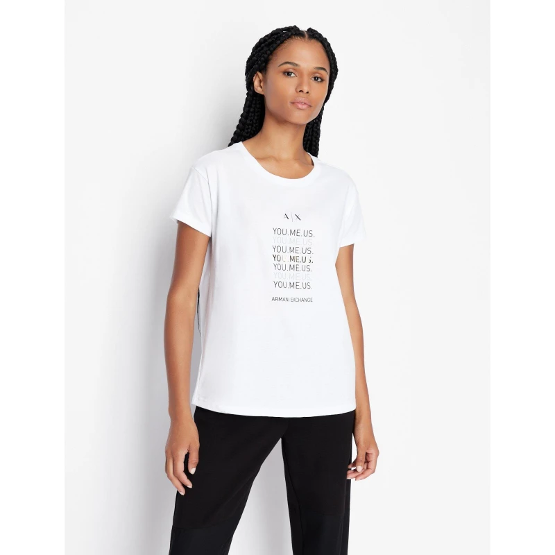 Image of ARMANI EXCHANGE AX Foil Logo Tee - White White 8