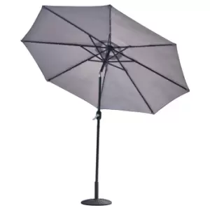 image of Glamhaus Garden Tilting Table Parasol For Outdoors With Solar Lights - Light Grey