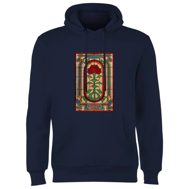 Image of Stranger Things Stain Glass Window Hoodie - Navy - S