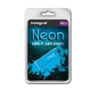 image of Neon USB Drive 2.0 32GB Blue Ref INFD32GBNEONB