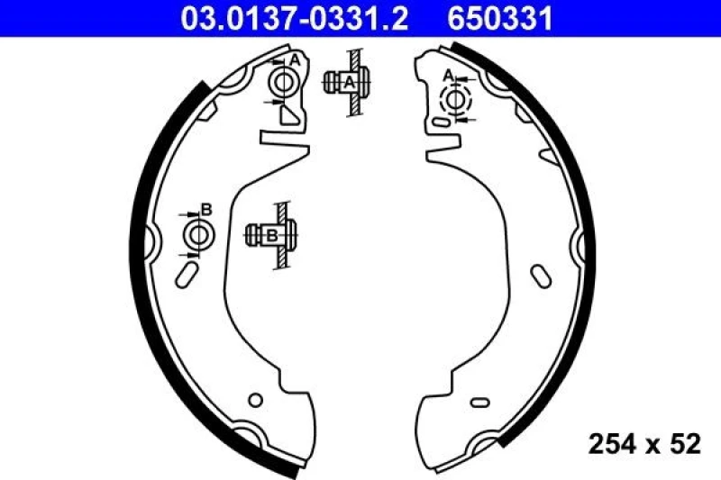 Image of ATE 03.0137-0331.2 Brake Shoes Brake Shoe Set (70)