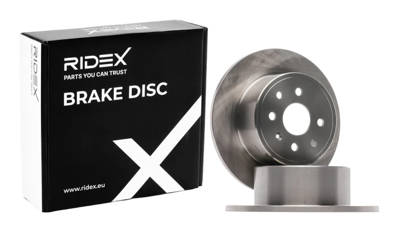 Image of RIDEX 82B0858 Brake disc Rear Axle, solid, Cast Iron, Uncoated, Untreated, without bolts/screws Cast Iron Brake Disc (82)