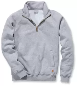 Image of Carhartt Midweight Quarter Zip Mock Neck Sweatshirt, grey Size M grey, Size M