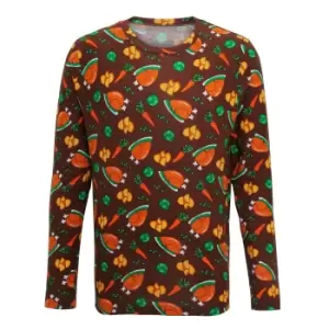 image of Christmas Shop Mens Christmas Dinner Long Sleeve T-Shirt (L) (Brown)