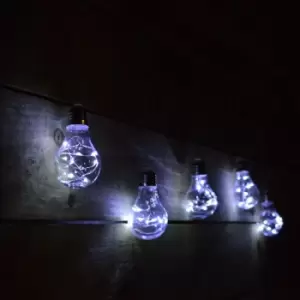Image of Set of 5 Premier Battery Edison Bulbs with 40 Cool White Pin Wire LEDs & Timer