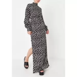 image of Missguided Tall Smudge Print High Neck Maxi Dress - Black