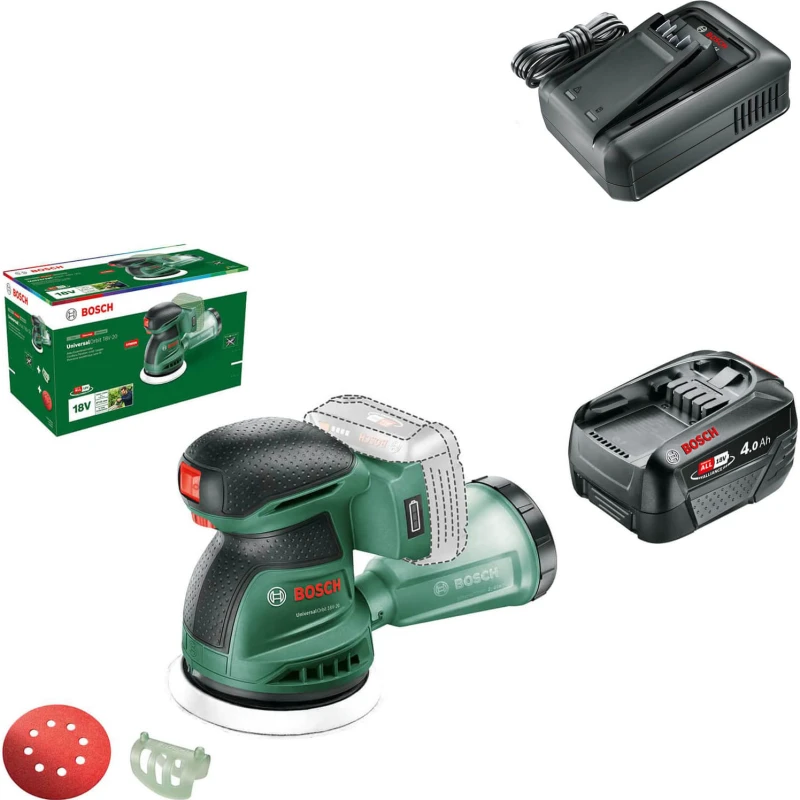 Image of Bosch UNIVERSALORBIT 18V-20 P4A 18v Cordless Disc Sander 125mm 06033E4100 Batteries: 1 x 4ah Li-ion