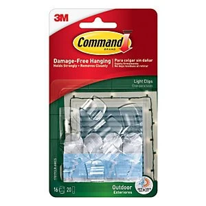 image of Command Outdoor Light Clips Clear Pack of 16