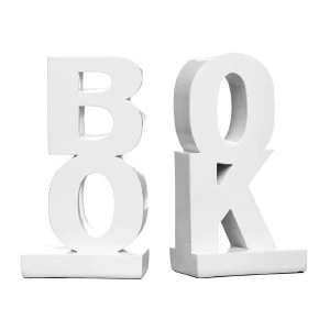 Image of Premier Housewares 'Book' Bookends Set of 2 - Polyresin White High Gloss