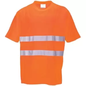 Image of Portwest Cotton Comfort Reflective Safety T-Shirt (Pack of 2) (S) (Orange) - Orange
