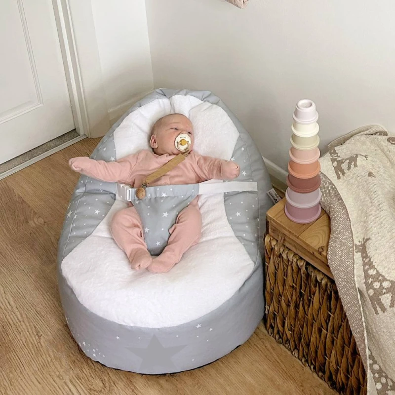 Image of rucomfy Beanbags rucomfy Wish Upon a Star Gaga Baby Bean Bag - Soft Newborn Seat in Light Grey Light Grey Unisex