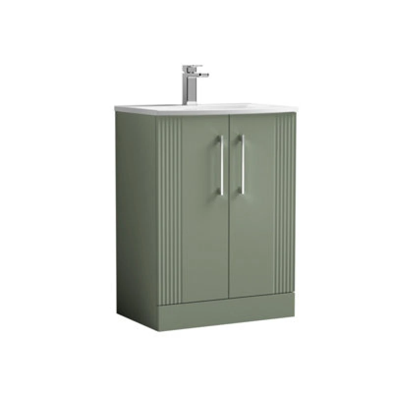 Image of Balterley 2 Door Floor Standing Vanity Unit Curved Basin Green 600mm Green