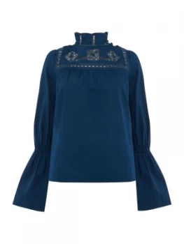 image of Free People Another Eternity Gathered bell Sleeve Top Blue