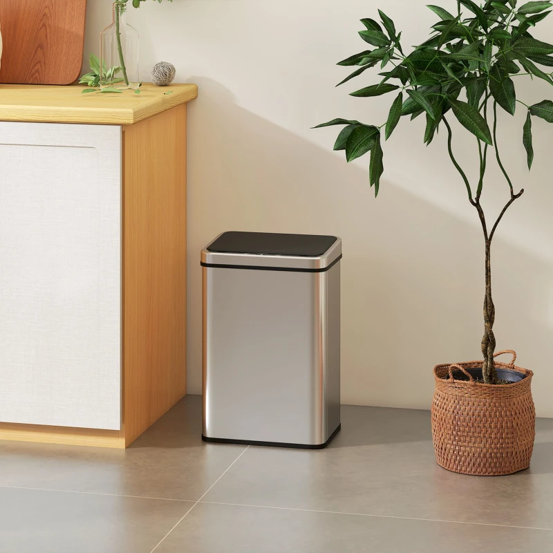 Image of HOMCOM HOMCOM Kitchen Bin with Fast Motion Sensor, 40L Stainless Steel Sensor Bin in Silver Size: Medium Silver Medium Unisex 5063603402560