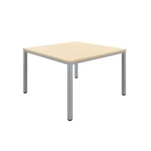 Image of Fraction Infinity Square Maple Meeting Table With Silver Legs - 120 X 120