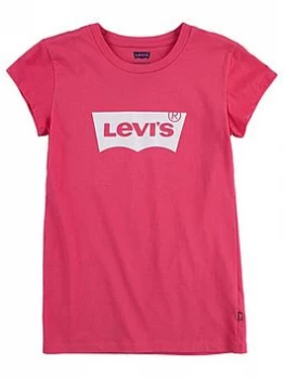 image of Levis Girls Short Sleeve Batwing T-Shirt - Pink, Size Age: 16 Years, Women