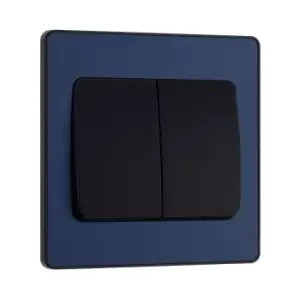 Image of BG Evolve Matt Blue Double Light Switch 20A 16Ax 2 Way Wide Rocker - PCDDB42WB