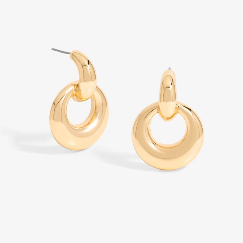 Image of Mood Gold Large Oval Doorknocker Drop Earrings Gold