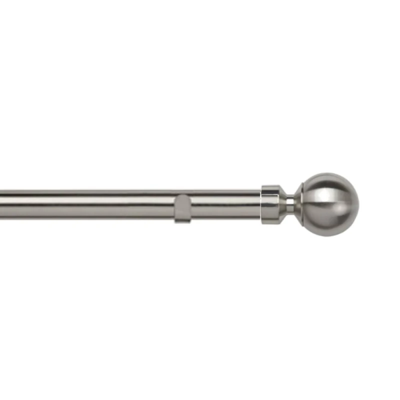 Image of New Edge Blinds 28mm Fixed Length Metal Eyelet Curtain Pole Set - Sphere Finial in Silver Size: 170cm Silver Unisex 170 cm