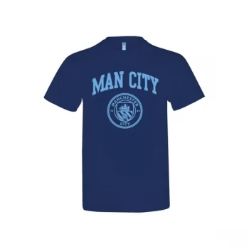 Image of Man City Crest T Shirt Navy Adults XL