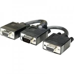 Image of Manhattan VGA Cable 15.00cm screwable Black [1x VGA plug - 2x VGA socket]