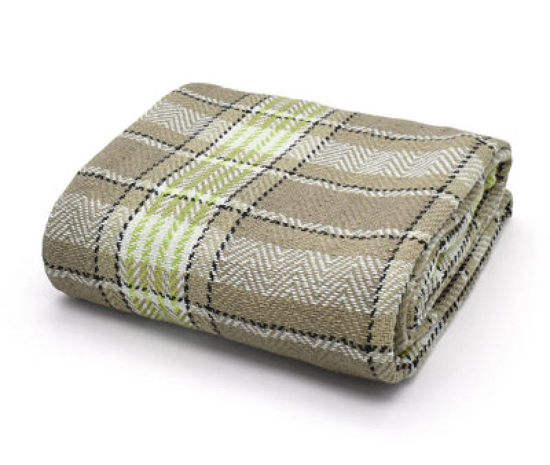 Image of Velosso Soft Weave Cotton Throw Blanket 50X60 - Decorative Dual-Tone Blanket For Sofa, Bed, Couch - 50Cm X 60Cm - Natural And Lime